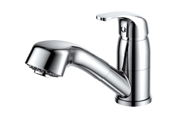Single lever pull-out kitchen mixer